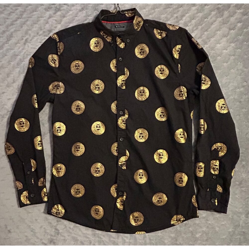 Black & Gold Men’s Slim Fit Button-Up Shirt Drill Clothing Co. M 100% Cotton - Picture 3 of 7